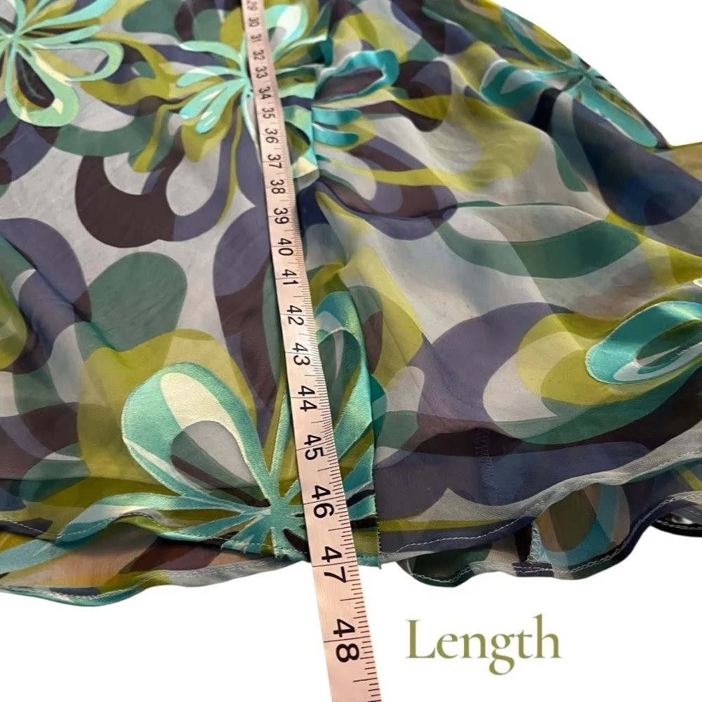 Planet UK Silk Slip Dress Green/Blue Mermaid Floral Size 14 - Picture 12 of 16
